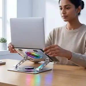 Rotatable Aluminum RGB Laptop Cooling Stand (A525) 4